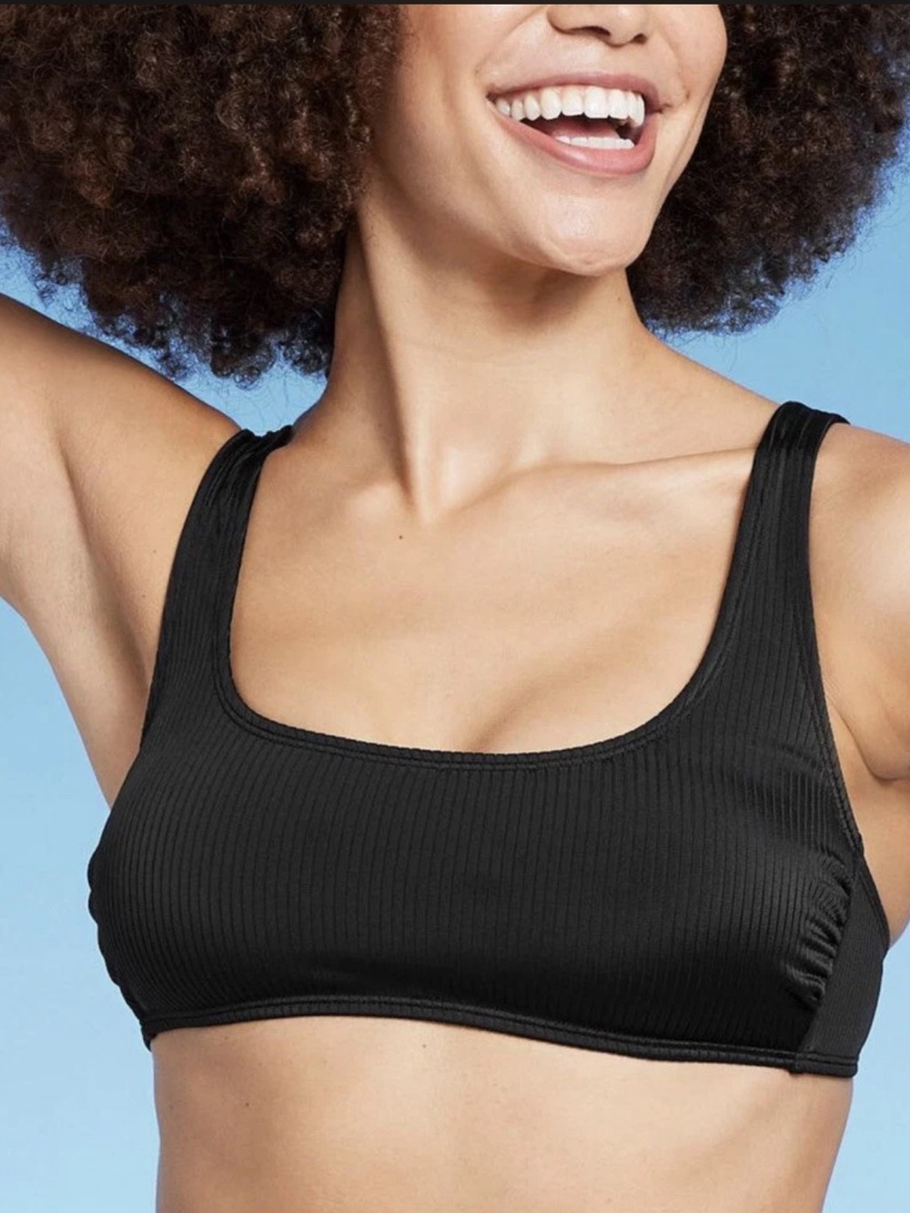wild fable Black Textured Swim Bralette